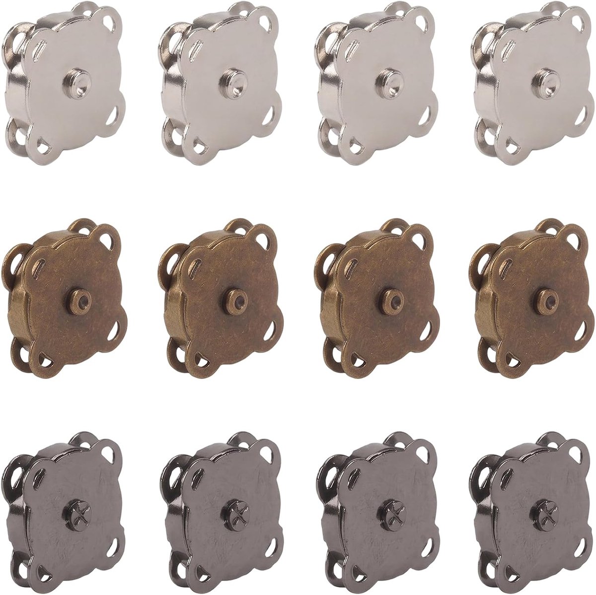 Knopen 14 mm, drukknopen voor het naaien aan tassen en kleding, magneetsluiting in zilver, brons en zwart, knutselaccessoires voor tassen en portemonnees
