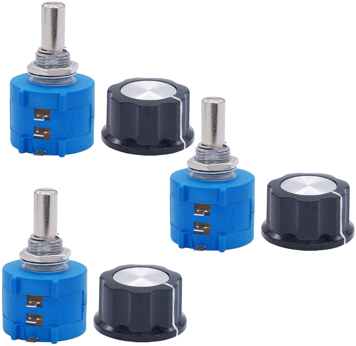 3 stuks draads potentiometer, 10 versnellingen draaisdraad, roterende precisiepotentiometer, potentiometer, keuzeknop, knoppen verstelbaar, geïsoleerd, vervangende potentiometer, knoptype kunststof