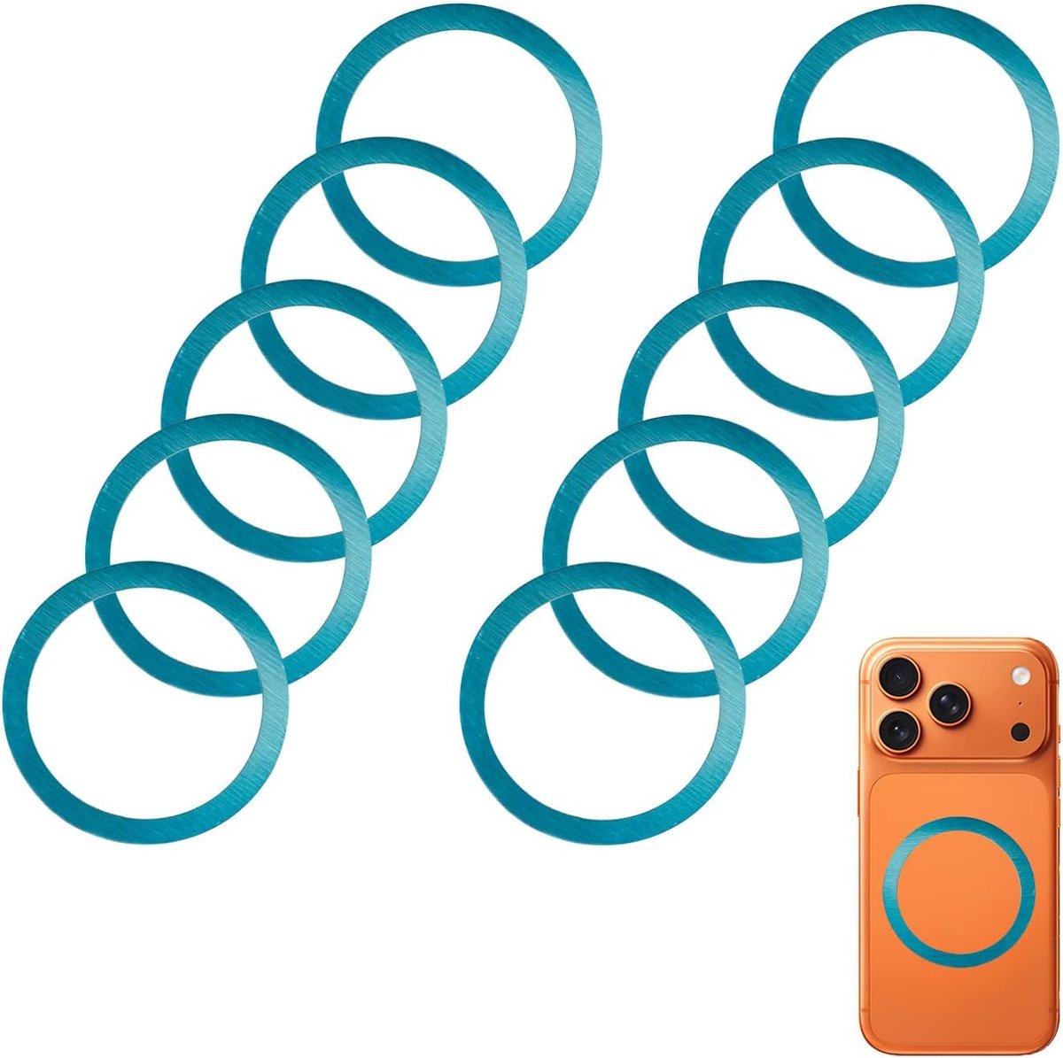 10 Stuks Metalen Ringen Met Stickers, Adapter Ring Sticker Voor Mobiele Telefoon Hoesje Magneet Draadloos Opladen, Zelfklevende Metalen Ring voor iphone 17 16 15 14 13 12 Pro Max Plus Mini