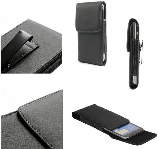 Riemclip Metaal Synthetisch Leer Verticaal voor Gionee M15 (2021) - Zwart — afbeelding 2