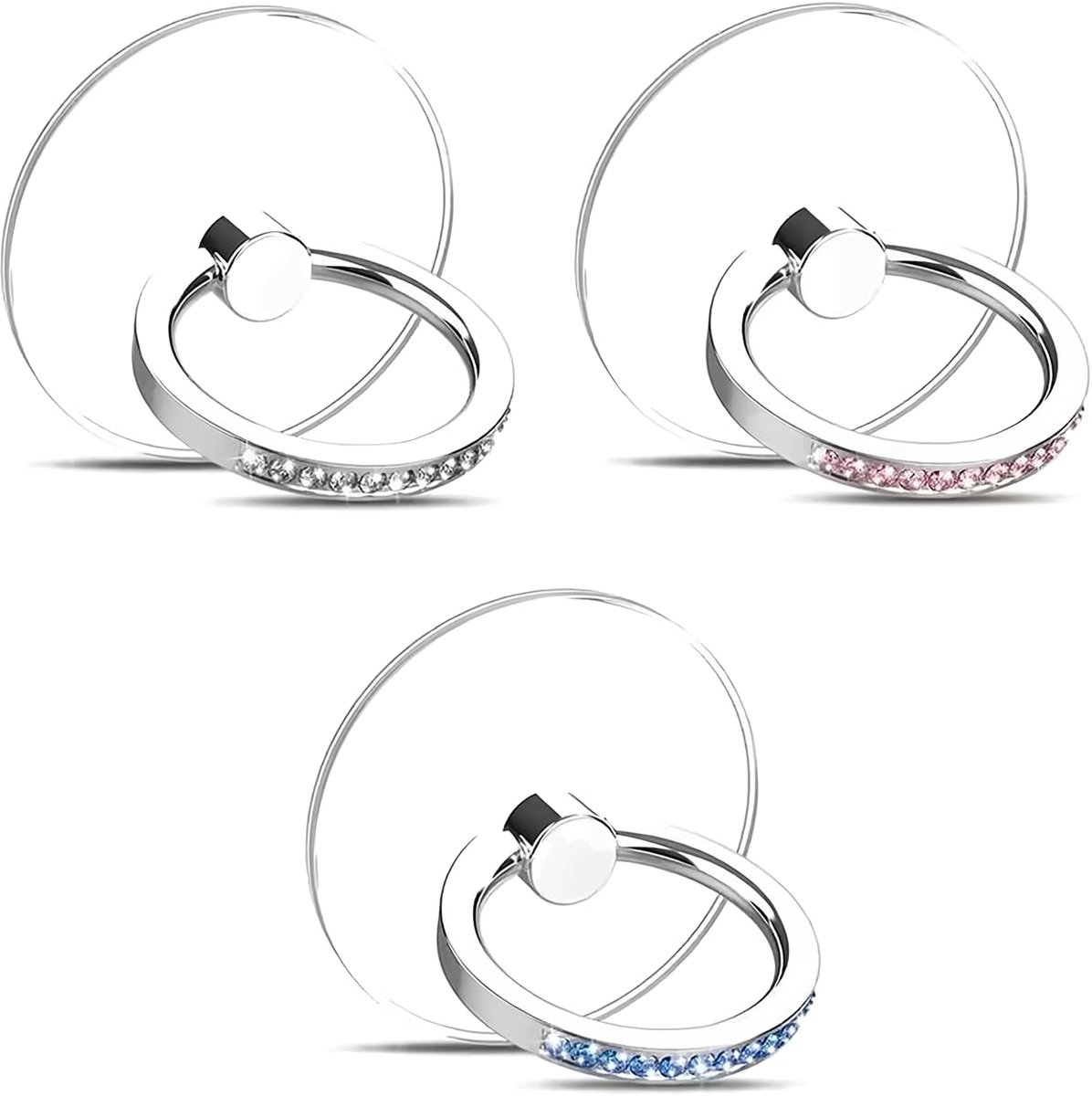 3 stuks transparante telefoonhouder met transparante greephouder, compatibel met verschillende mobiele telefoons, tablets en spelers