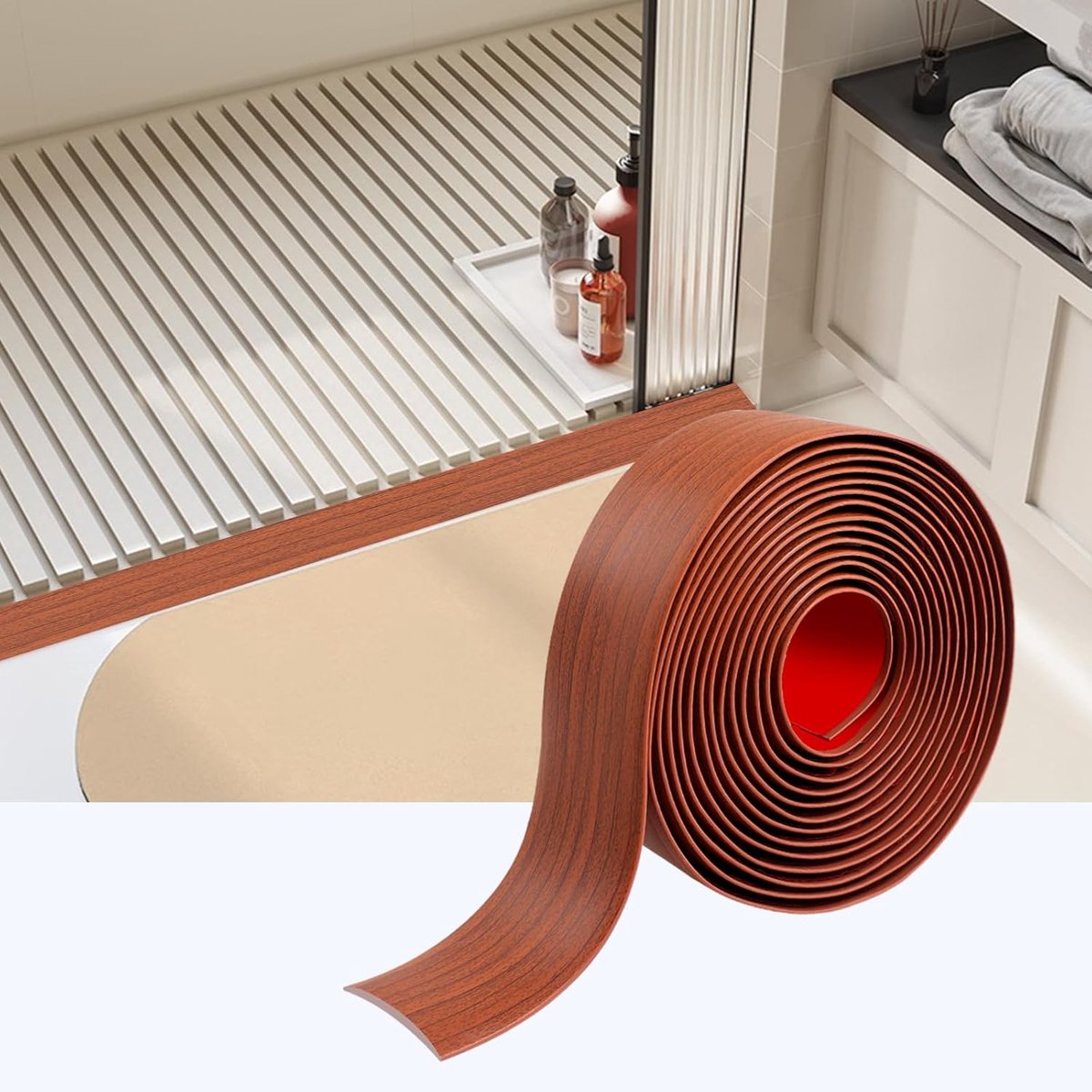 400 cm x 4 cm zelfklevende overgangsstrip, PVC deurdrempelstrip, drempelstrips voor deuropeningen voor het verbinden van vloeropeningen, tapijtdrempelovergangen, vloertegels (walnoot)