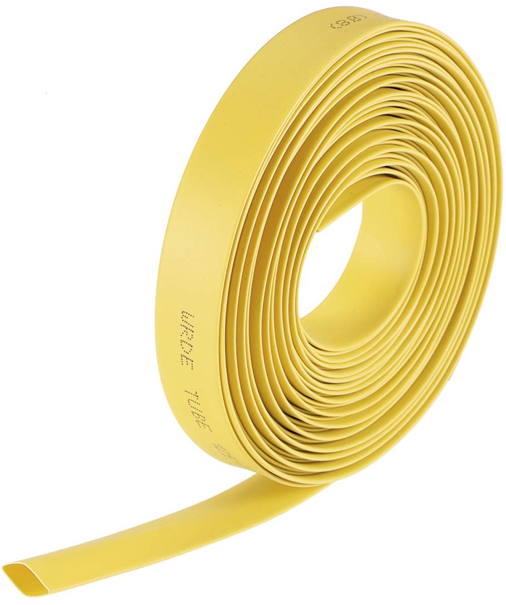 Sourcing map Krimpslang 5/16"((8mm) diameter 13,7mm vlakke breedte 2:1 verhouding kabelhuls 7m geel