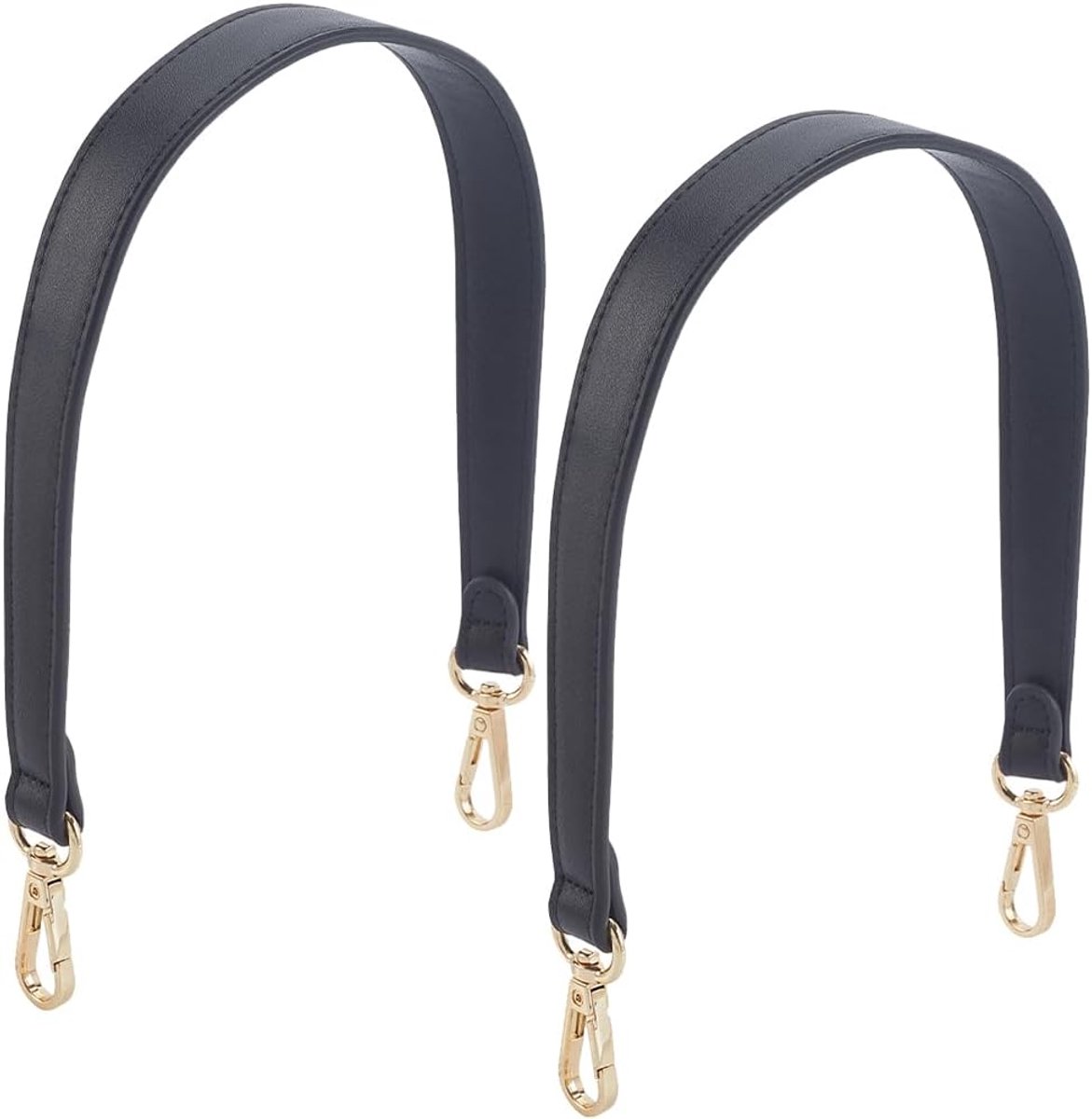 2 stuks brede handtassenriem van zwart PU-leer, 48 cm, korte schoudertassenriem, 2,5 cm, brede vervangende handgreep, van leer, voor handtassen met draaibare karabijngespen voor doe-het-zelf