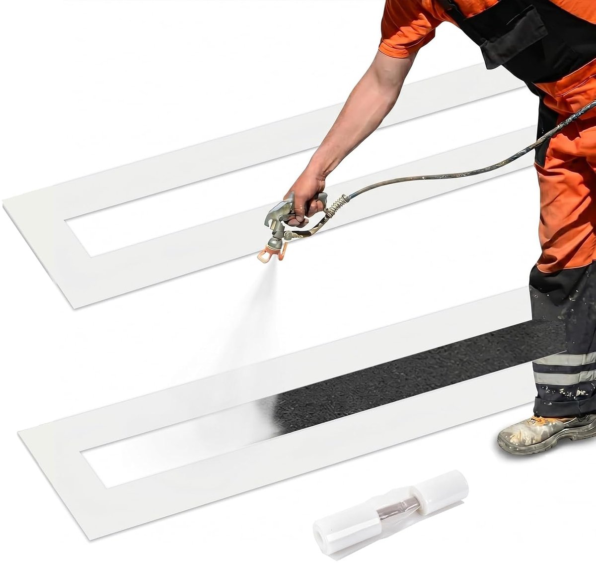 Set van 2 parkeerplaatslijnsjablonen van siliconen, 215 x 10 cm en 235 x 30 cm, opvouwbaar, herbruikbaar, lijnsjabloon voor parkeerplaats, looppadmarkeringen op asfalt, beton en pleisterwerk