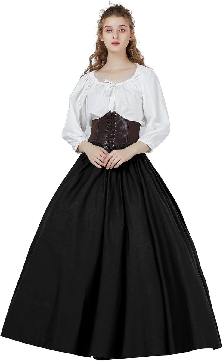 Middeleeuwse Rok Lang Katoen Renaissance Rok Kleding Victoriaans Steampunk Halloween Cosplay LARP Big Swing Rok Maxi Rok