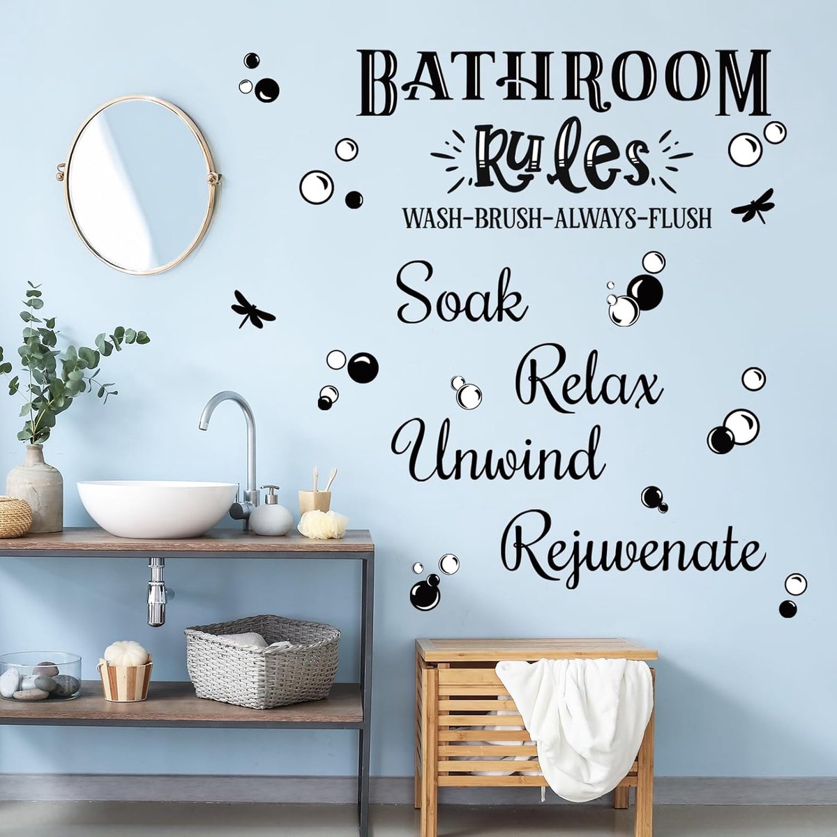 Muurstickers, Waterdichte Verwijderbare Wasborstel Altijd Flush Muurstickers voor Toilet Toilet Douche Kamer Appartement