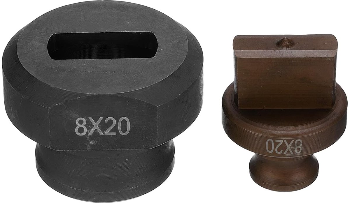 Ponssjabloon voor hydraulische gaten, diameter 8 × 20 mm, hydraulische elektrische stansset met nauwkeurig ovaal gat voor MHP-20 JP-20 elektrohydraulische boormachine, bordeauxrood en zwart