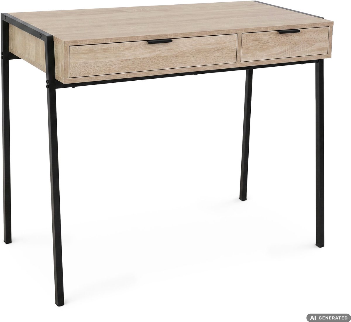 Computertafel Bureau ZENTIA / Industrieel / Sonoma Eiken / 100 cm / 2 Lades / Zwarte Poten