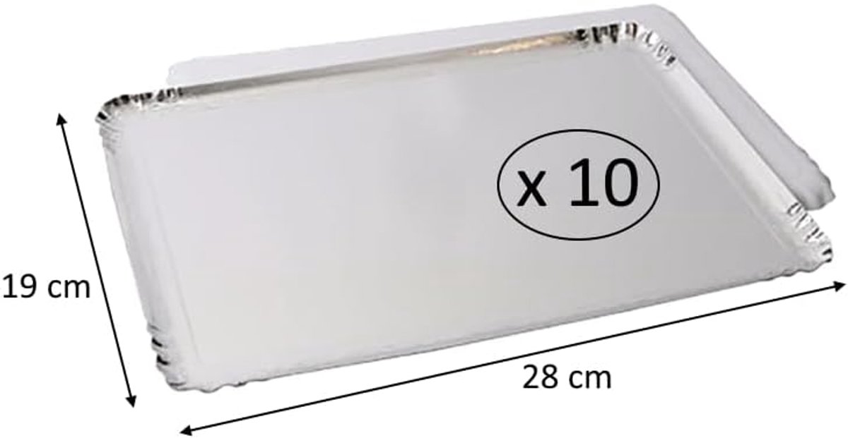 Dienbladen - lengte x breedte: 28 cm x 19 cm, kleur: zilver