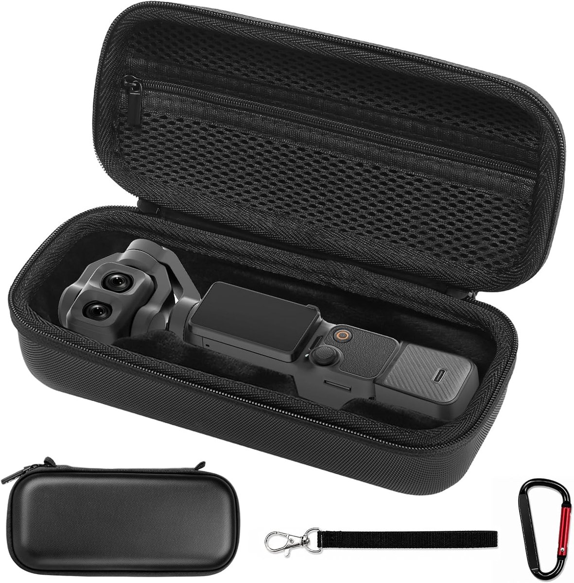 Tas voor DJI Osmo Pocket 4 Pro, draagtas voor Pocket 4 Pro, accessoirecase | Valbeveiliging, compacte cameratas met karabijnhaak, voor outdoorfilms, bij het vlogen
