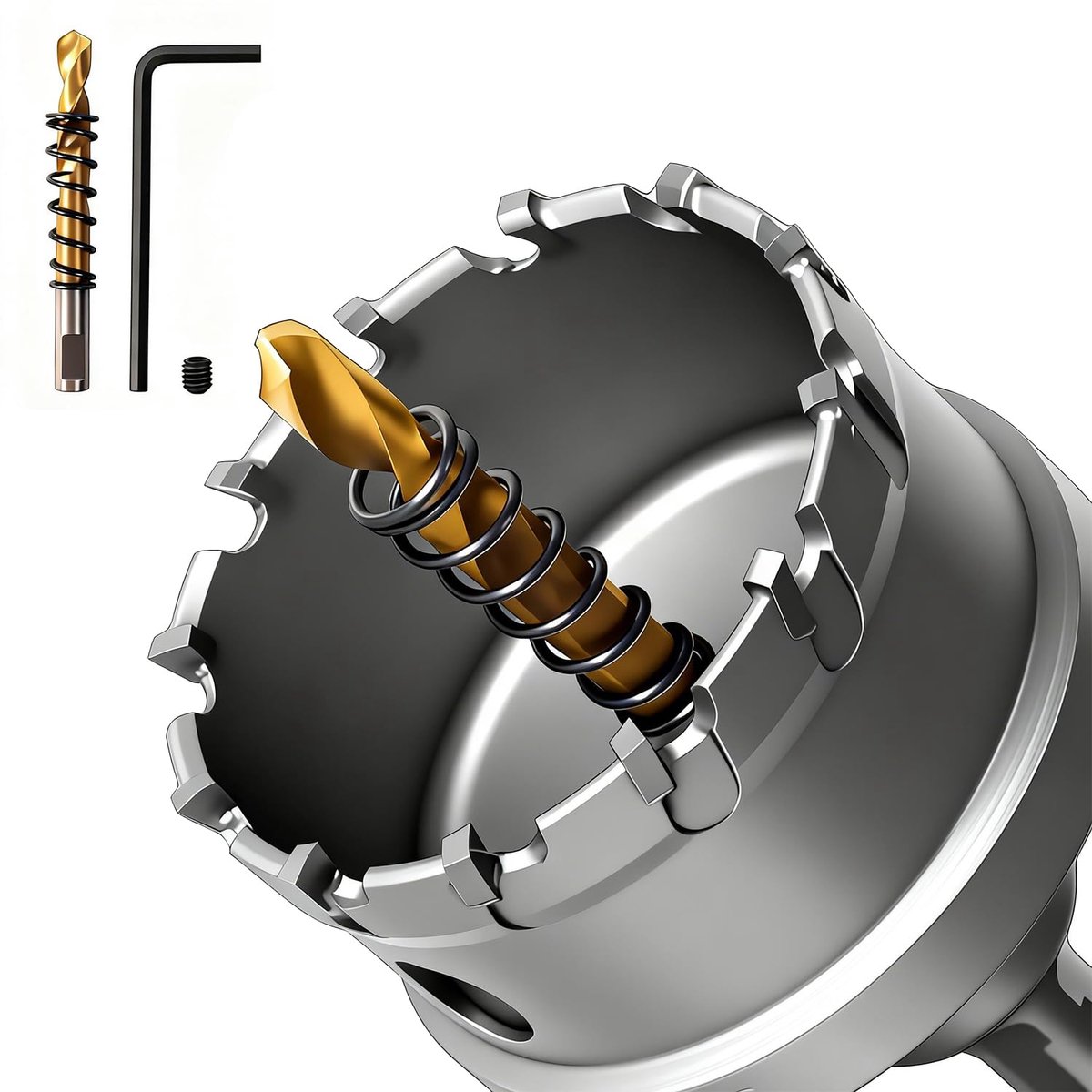 48mm Gatzagen voor RVS, Metaal & IJzer - 3-Snijder Ontwerp met Titanium Coating - Inclusief 2x Centrerboren, Sleutel en Koffer