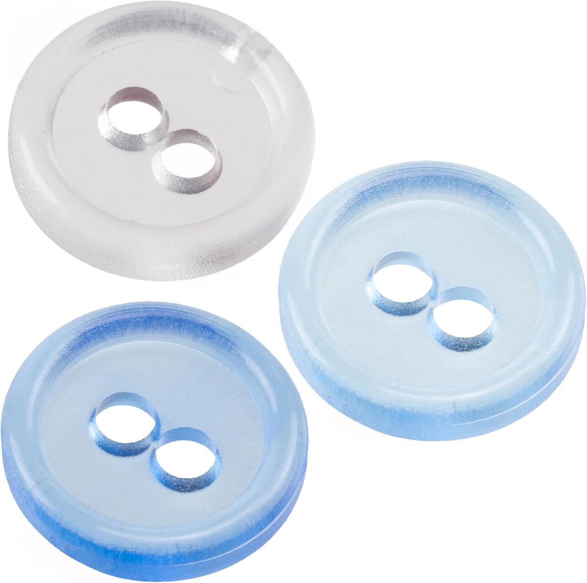 Knopen van plastic Ø11,5 mm met 2 gaten L18 / 3 kleuren (transparantblauwe tint) voor fournituren kleding mode en creatieve hobby’s