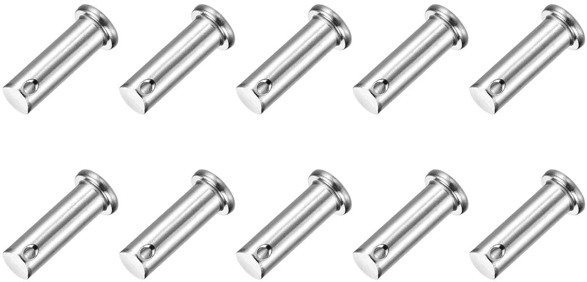 10 stuks M10 x 30 mm enkele gat splintbouten, 304 roestvrij stalen platte kop, aanhangersplintbouten voor aanhangervergrendeling, monteurreparatie, meubelinstallatie, industriële