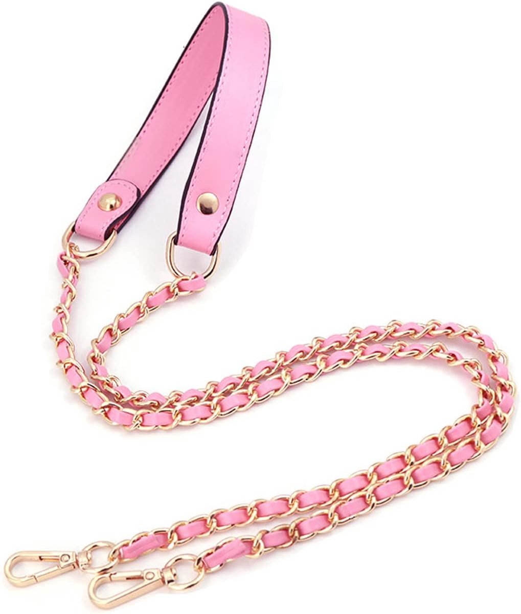 120 cm gouden ketting voor dames, handtas, metalen kettingen, schouderbanden met gespen, reservetassen, kettingen voor doe-het-zelf handtas, portemonnee en schoudertassen (roze)