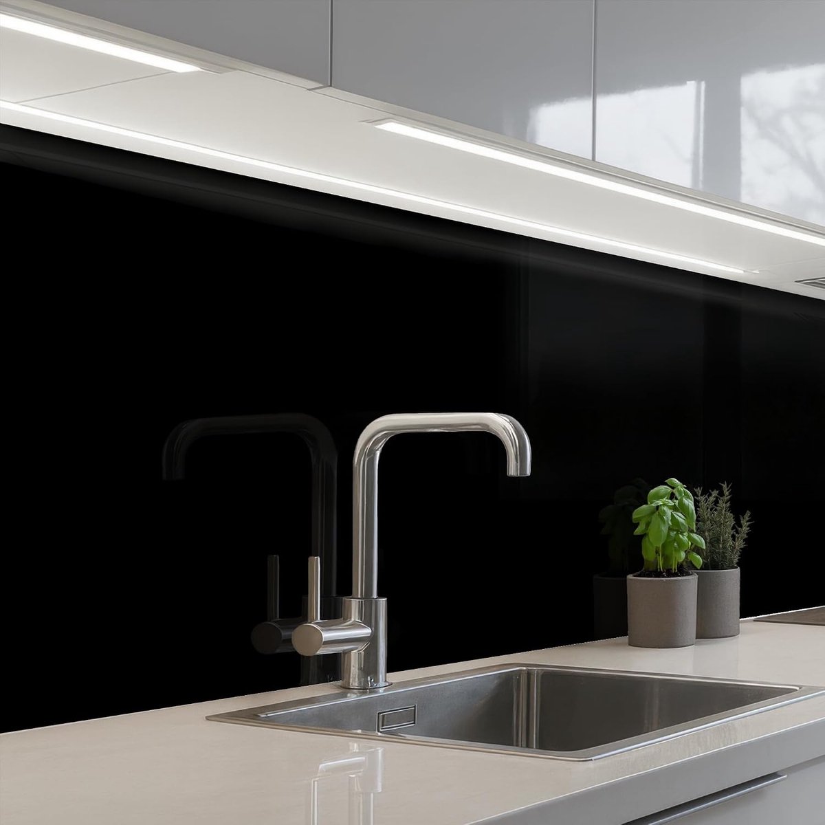 Keukenachterwand 60x250 cm zelfklevend keuken decoratie accessories home kitchen spatscherm Zwart - Effen - Kleur