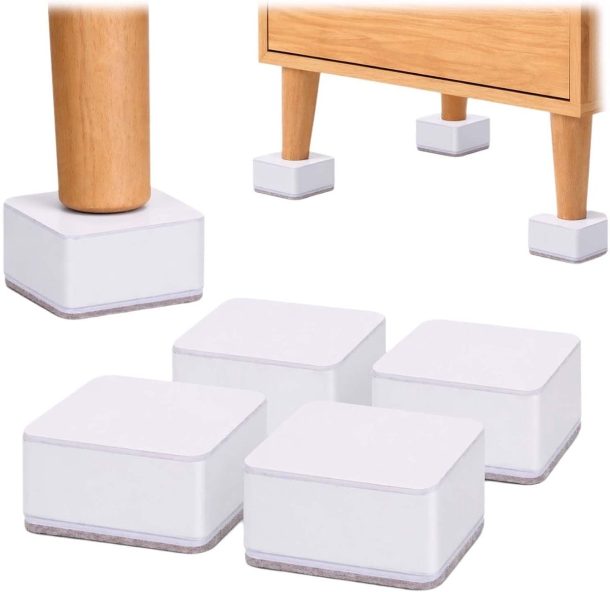 3 cm Sofa Verhogers - 4 Stuks Meubelverhogers voor Bank, Bed en Tafel - Zelfklevend en Van Koolstofstaal