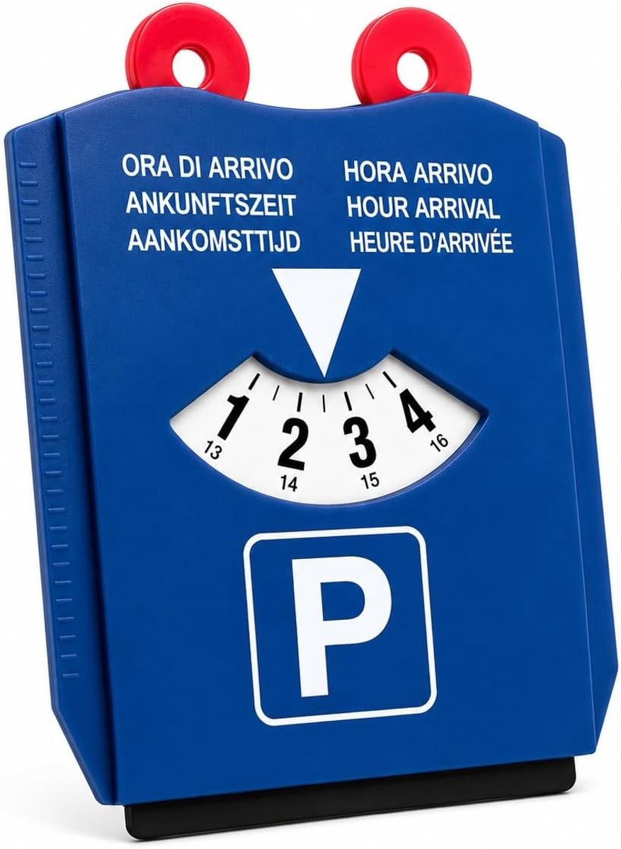 Parkeerschijf - Blauw - 11,8 x 15,7 cm - Multifunctionele Parkeerschijf met IJskrabber en Winkelwagenmunten - Voor Auto's