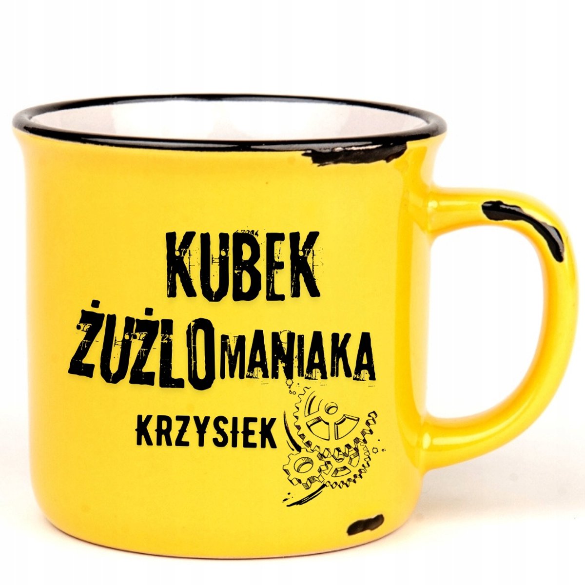 Gele Retro Mok voor Speedway Fans - Aanpasbaar