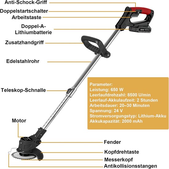 Onkruidborstel Electrisch - Bosmaaier - Grastrimmers met Accu - Onkruidverwijderaar — afbeelding 3