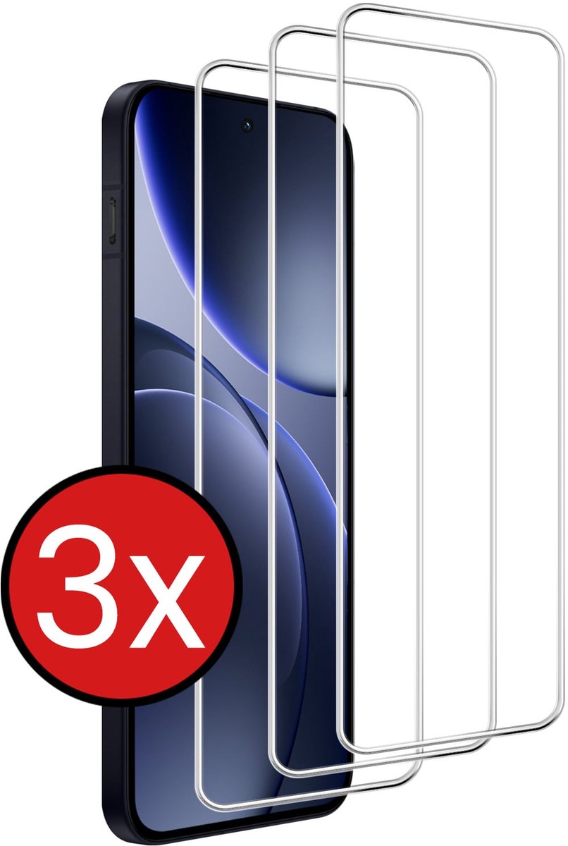Screenprotector - 3 Stuks - Geschikt voor OPPO Find X9 - Extra Sterk - Beschermglas - Gehard Glas - Tempered Glass - Screen Protector