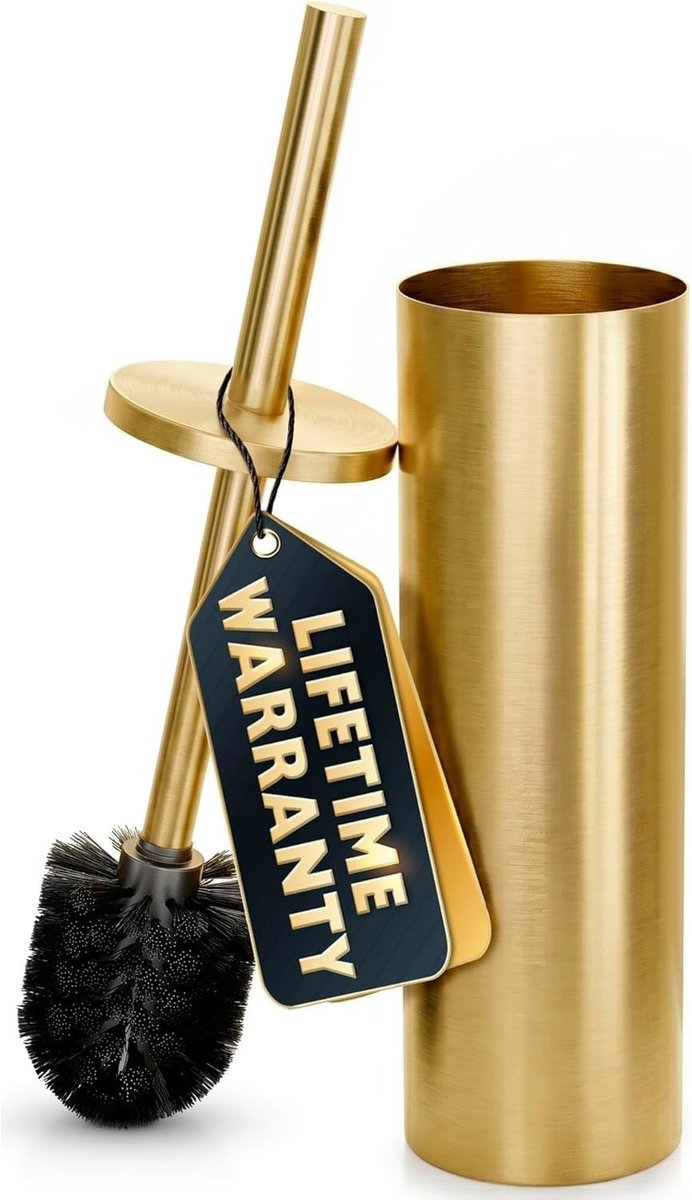 Toiletborstelset - Goud - 15,7 inch - Roestvrijstalen Toiletborstel met Houder - Voor Badkamer