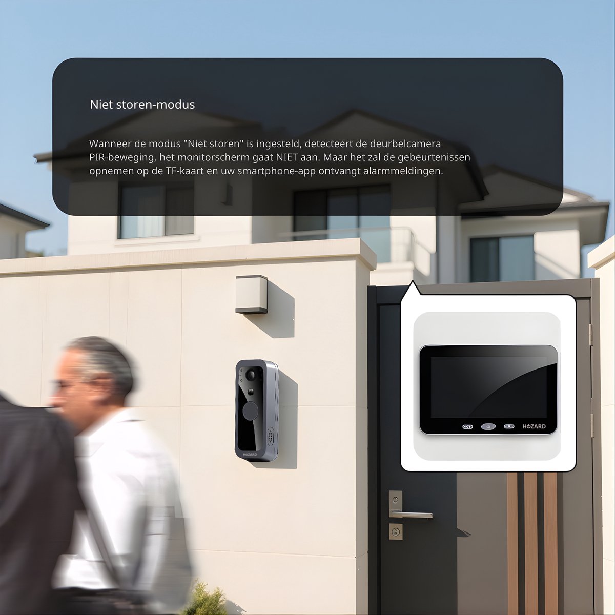 Hozard Draadloze Video Deurbel met Camera en 5 inch IPS-Scherm - afbeelding 2
