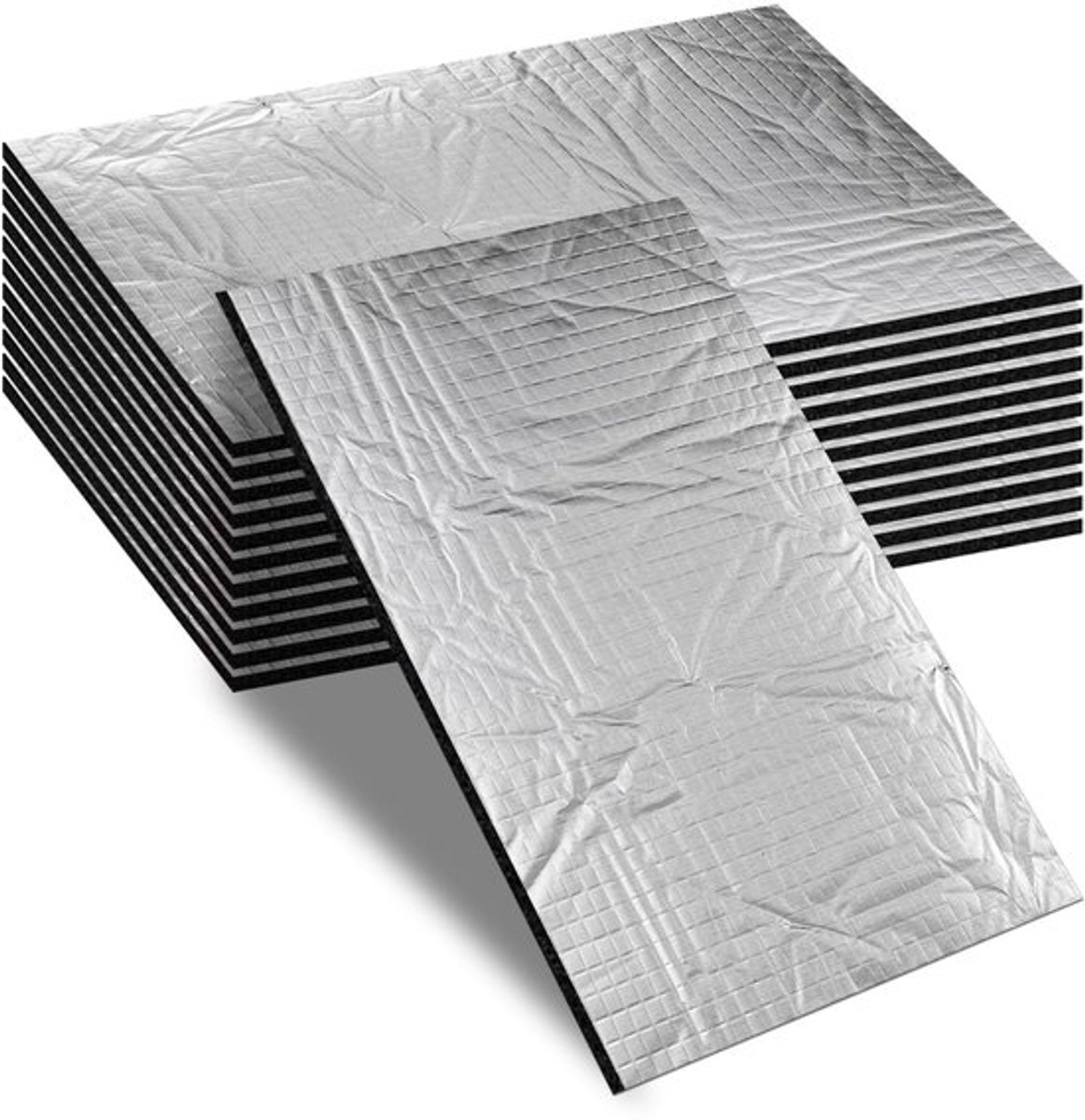 Butyl Platen 12 Stuks - Aluminium Isolatiemat - Vuurvast - Waterdicht - Antidreunmat - Zelfklevend - Geluidsisolatie/Warmte-isolatie - Isolatiemateriaal