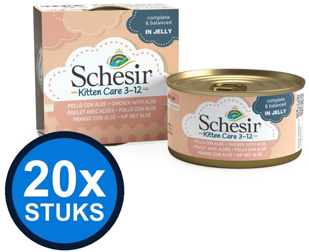 Schesir Schesir Kitten Care 3-12 blik gelei kip&aloe 85gr