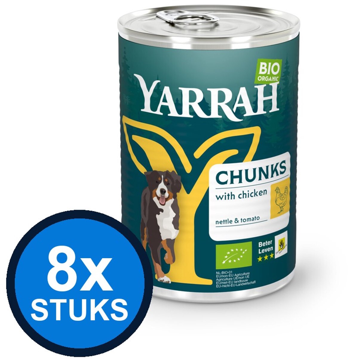 Yarrah Yarrah dog bio blik brokjes saus kip 820gr