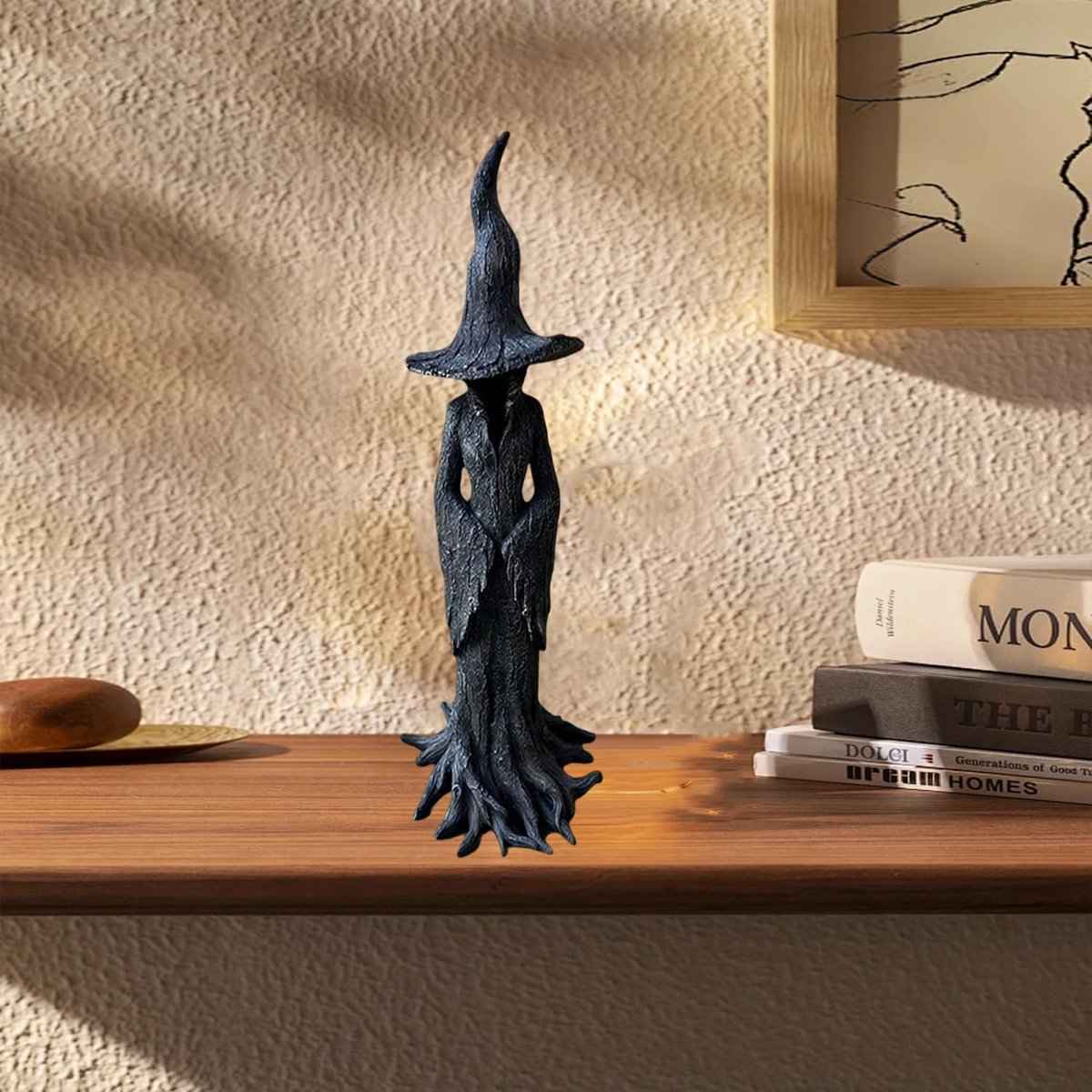 Namajunas - Heksenbeeld - 20 cm - Halloween decoratie standbeeld - Hars - Tuinbeelden voor buiten - Decoratie woonkamer beeldjes - Feestversieringen - voor Woonkamer, Open Haard, Slaapkamer en Kantoor