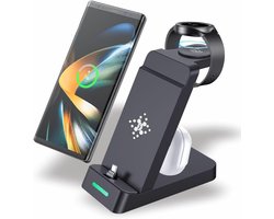 3-in-1 oplaadstation geschikt voor Samsung meerdere apparaten, snelle draadloze oplaaddockstandaard voor Android geschikt voor Sumsung Galaxy S26 Ultra/S25 Ultra/S24/S23/Z Fold,Galaxy Watch 8/76/5/4/3 Galaxy Buds