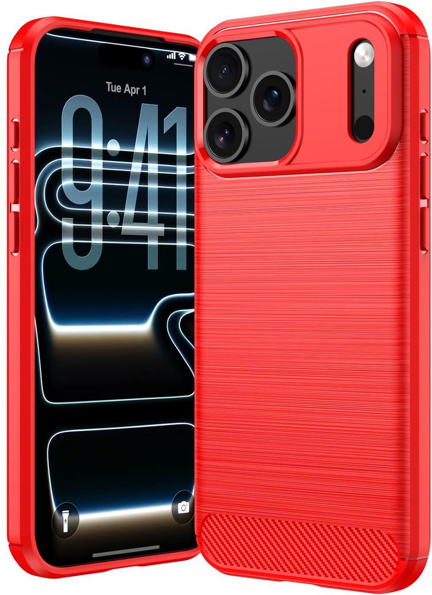 Mobigear Hoesje geschikt voor Apple iPhone 18 Pro Max Telefoonhoesje Flexibel TPU | Mobigear Brushed Slim Backcover | iPhone 18 Pro Max Case | Back Cover - Rood