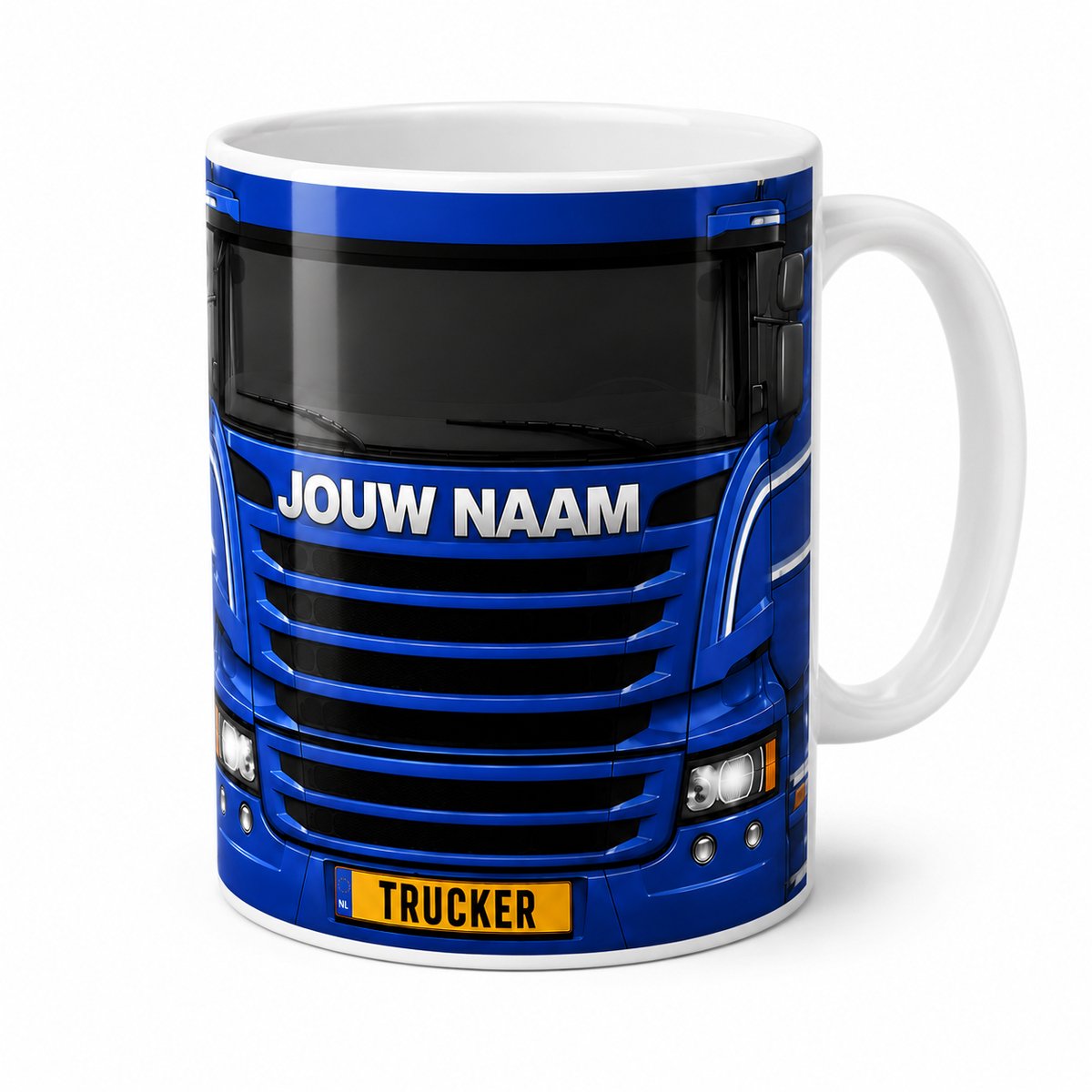 Truckersmok - Blauw - Gepersonaliseerd met eigen naam en kenteken - vrachtwagen mokken