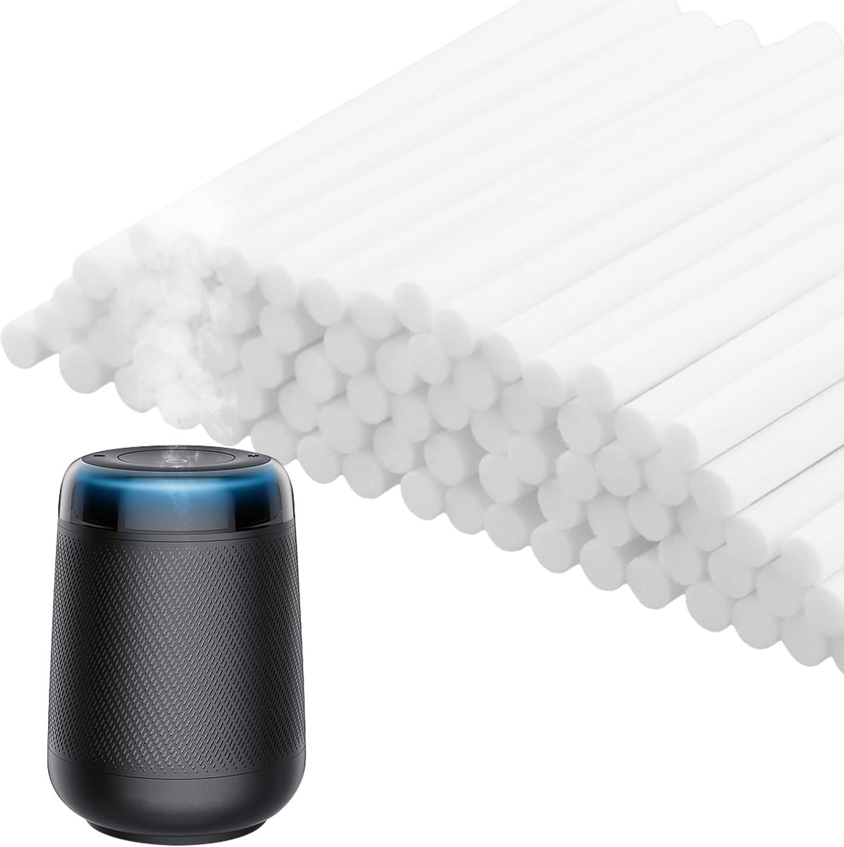 100 stuks luchtbevochtiger sticks, reservestaafjes, luchtdiffuser, van katoen, lonten voor filter, luchtbevochtiger, vervangingsfilter, aromafilter voor draagbare mini-USB-luchtbevochtiger