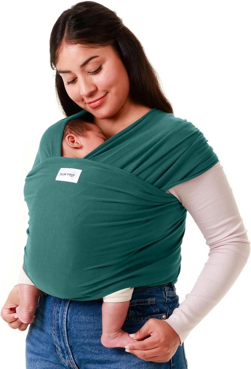 Baby Draagdoek - Draagzak Baby - Baby Dragen - Zelfnivellerend - tot 16 kg - Donkergroen