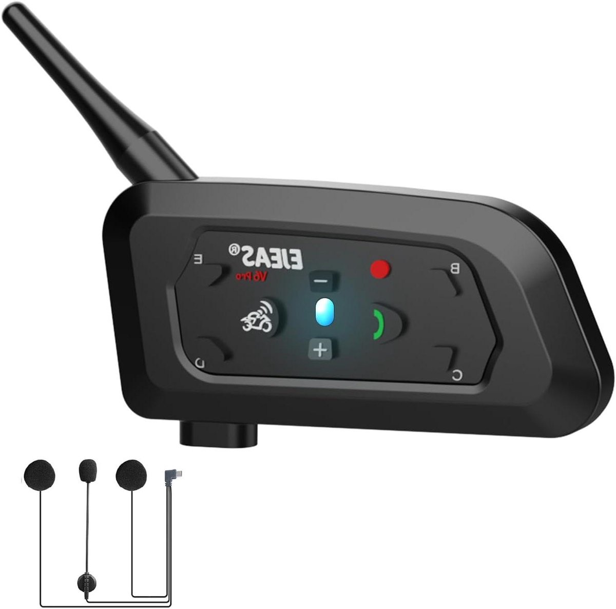 Motorhelm Intercom - Communicatiesysteem Motor - Motorrijden Communicatie - Tot 6 Rijders - 800m Bereik - Zwart