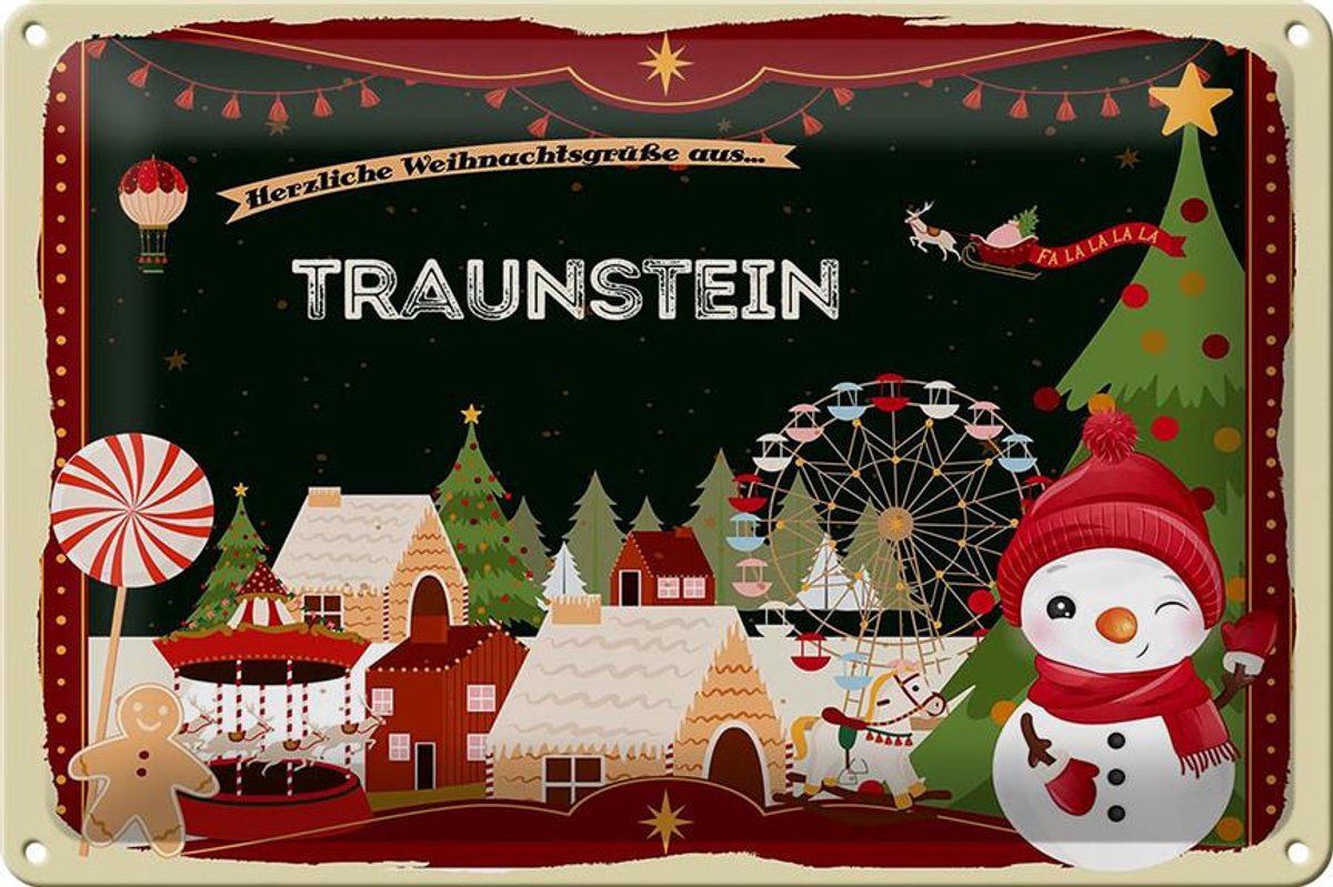Blechschild Weihnachten Grüße TRAUNSTEIN 30x20cm