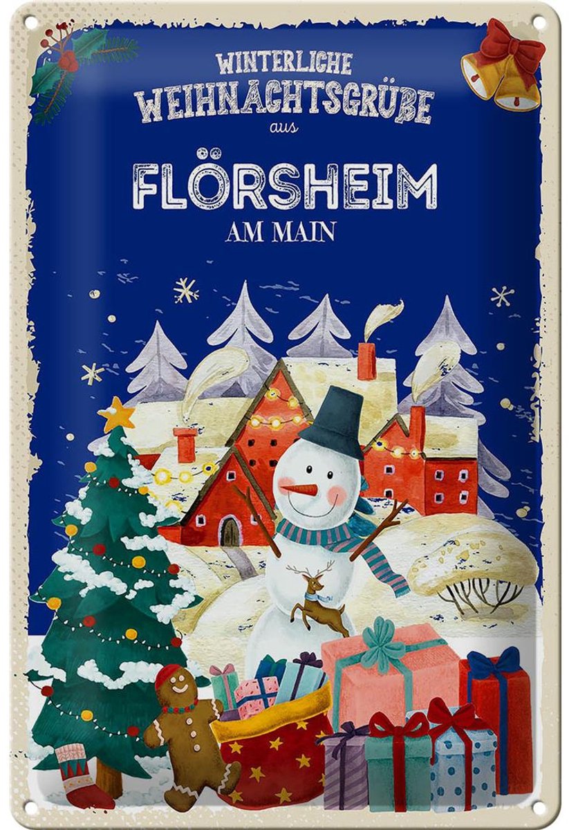 Blechschild Weihnachtsgrüße FLÖRSHEIM AM MAIN 20x30cm