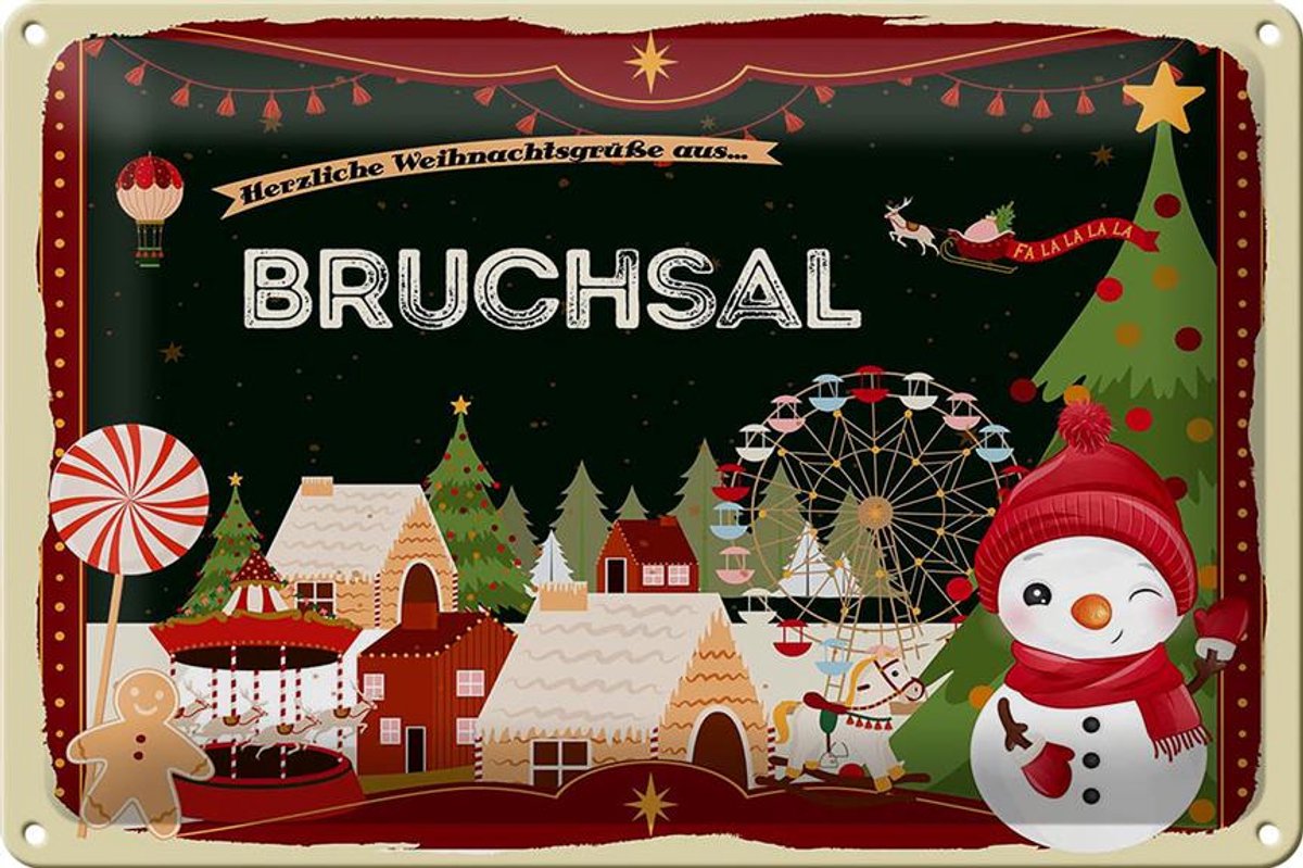 Blechschild Weihnachten Grüße BRUCHSAL 30x20cm