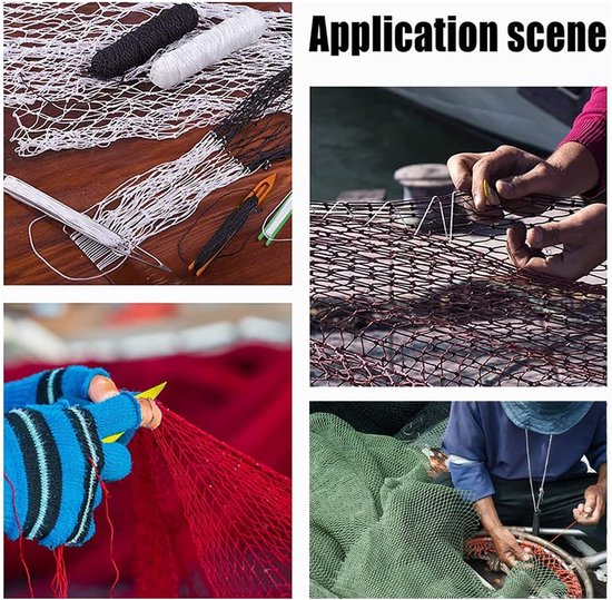 Visnetnaalden Reparatiesets Inclusief 9 stuks Plastic Visnetnaalden Shuttles 1 stuk Scherpe Staal 1 rol Transparant Vislijn Nylon Draad Reparatie Visnet Gereedschap — afbeelding 5