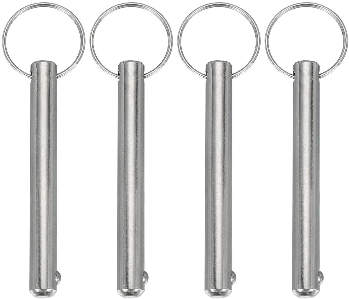 Snelspanstiften, diameter 3/8" (10mm) bruikbare lengte 65mm (2,56") totale lengte 106mm (4,17") Bimini Top-stiften voor scheepstoebehoren, koolstofstaal, pak van 4