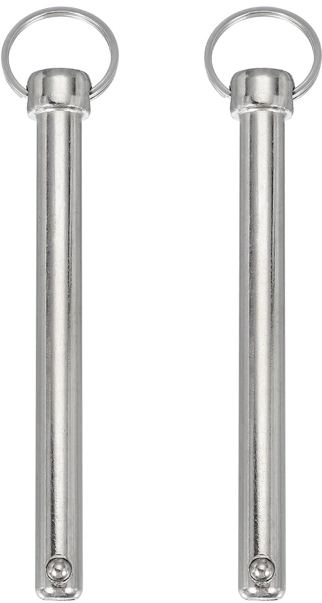 Snelspanpen, diameter 1/2 inch (12 mm) nuttige lengte 110 mm, totale lengte 152 mm, Bimini Top Pin Marine hardware koolstofstaal voor bootaccessoires, verpakking van 2