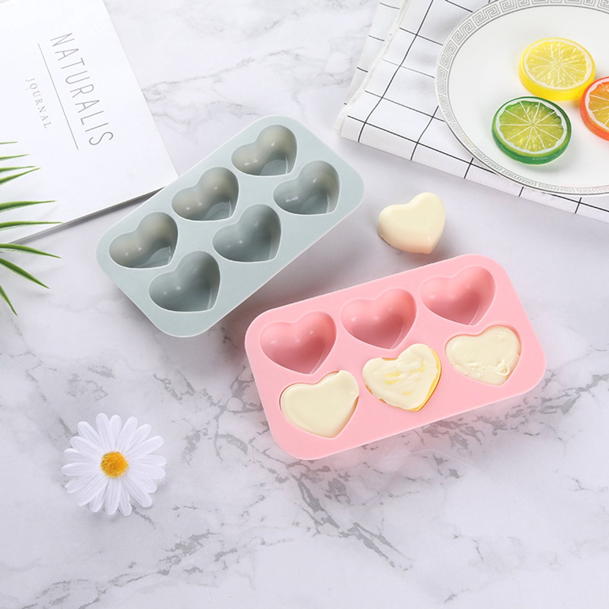 2-delige hartvormige siliconen bakvormenset – Herbruikbare bakvormen, geschikt voor het maken van muffins, chocolade, enz., bakaccessoires,Grijs + Roze