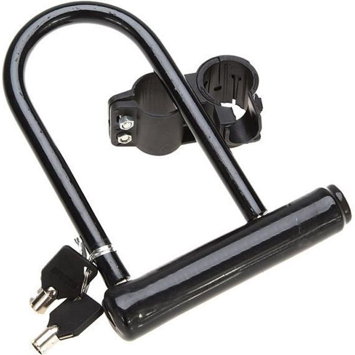 U-vormig antidiefstalslot voor fietsen, motorfietsen en scooters; veiligheidsslot; stalen frame; zwart slot.