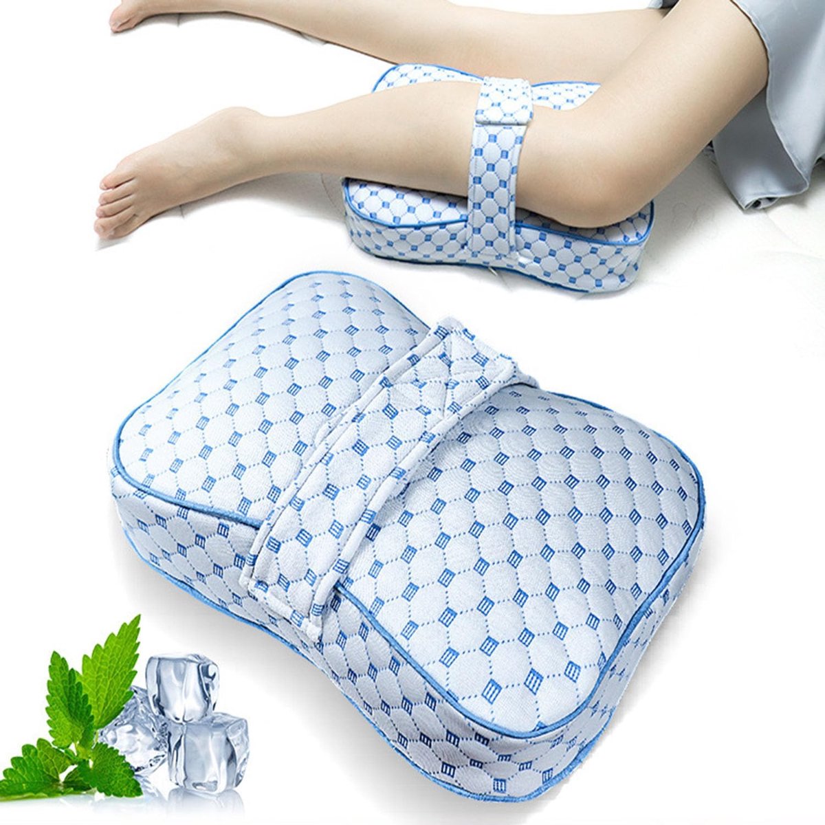 Ryoudavell - Beenkussen Zijslaper –Beenkussen Orthopedisch - Drukverlichting onderrug(heup/knie) Traagschuim vormvast met elastische band – Kniekussen voor in bed zijslaapkussen volwassenen