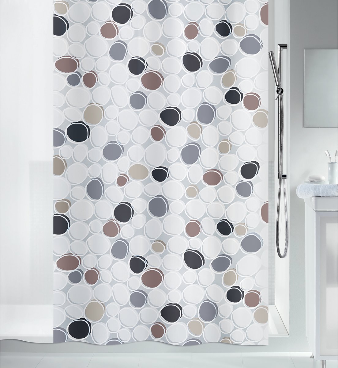 Spirella Douchegordijn van PEVA – Waterdicht Douchegordijn met Stijlvol Design voor de Badkamer