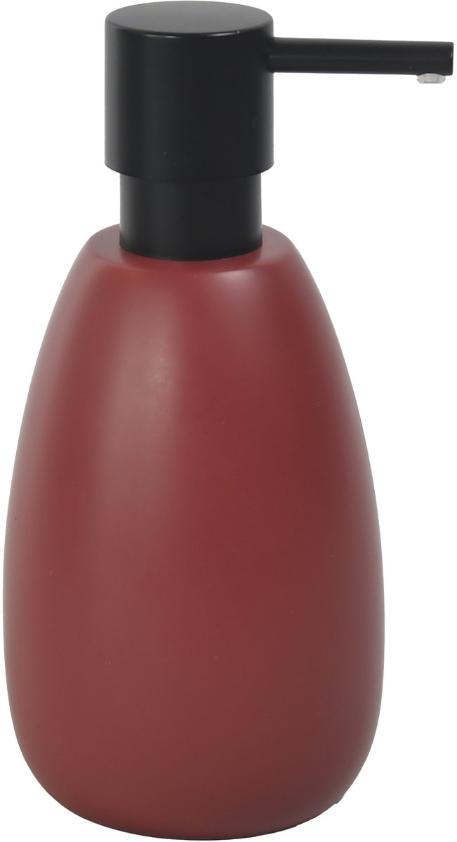 Spirella Zeepdispenser SVEN – Zeeppomp voor de Badkamer met Houtaccent – Kleur Berry – 18 x 8,2 cm