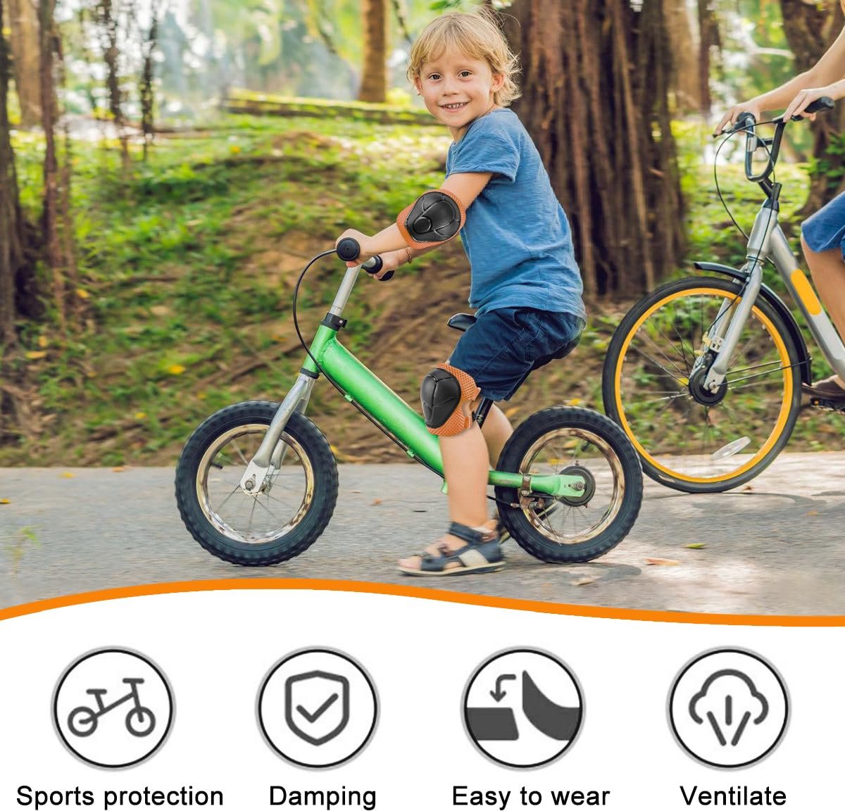 Beschermingsset voor kinderen, met kniebeschermers, beschermers voor kinderen, kniebeschermers, met polsbeschermers en elleboogbeschermers, 6-in-1 voor skateboard, inline skates, hoverboard, fiets