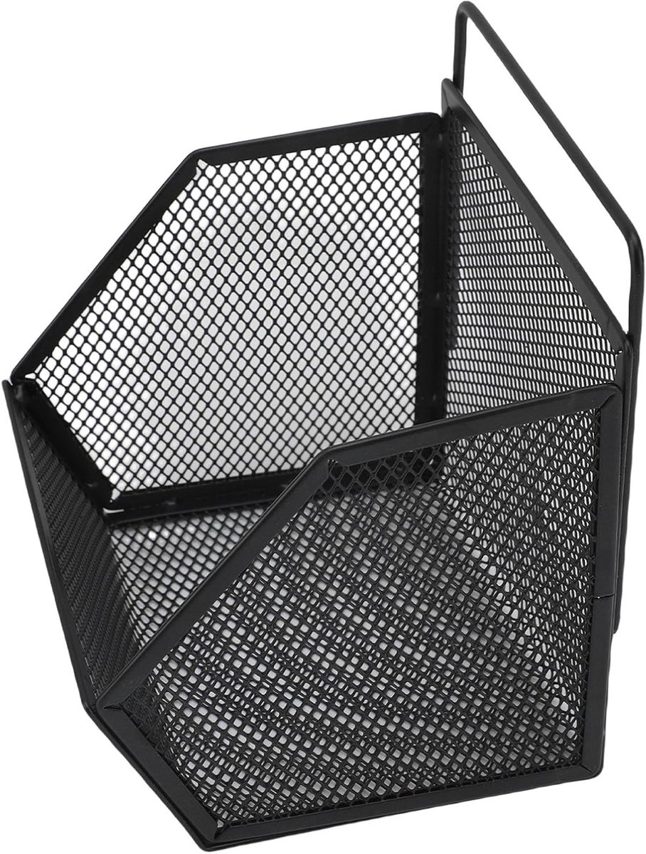 Hangende Draadmand, Wandgemonteerde Opbergmanden met Zelfklevende Haken, Draadmetalen Organisatiemanden voor Thuis Keuken Badkamer Pantry Organisatie (BLACK)